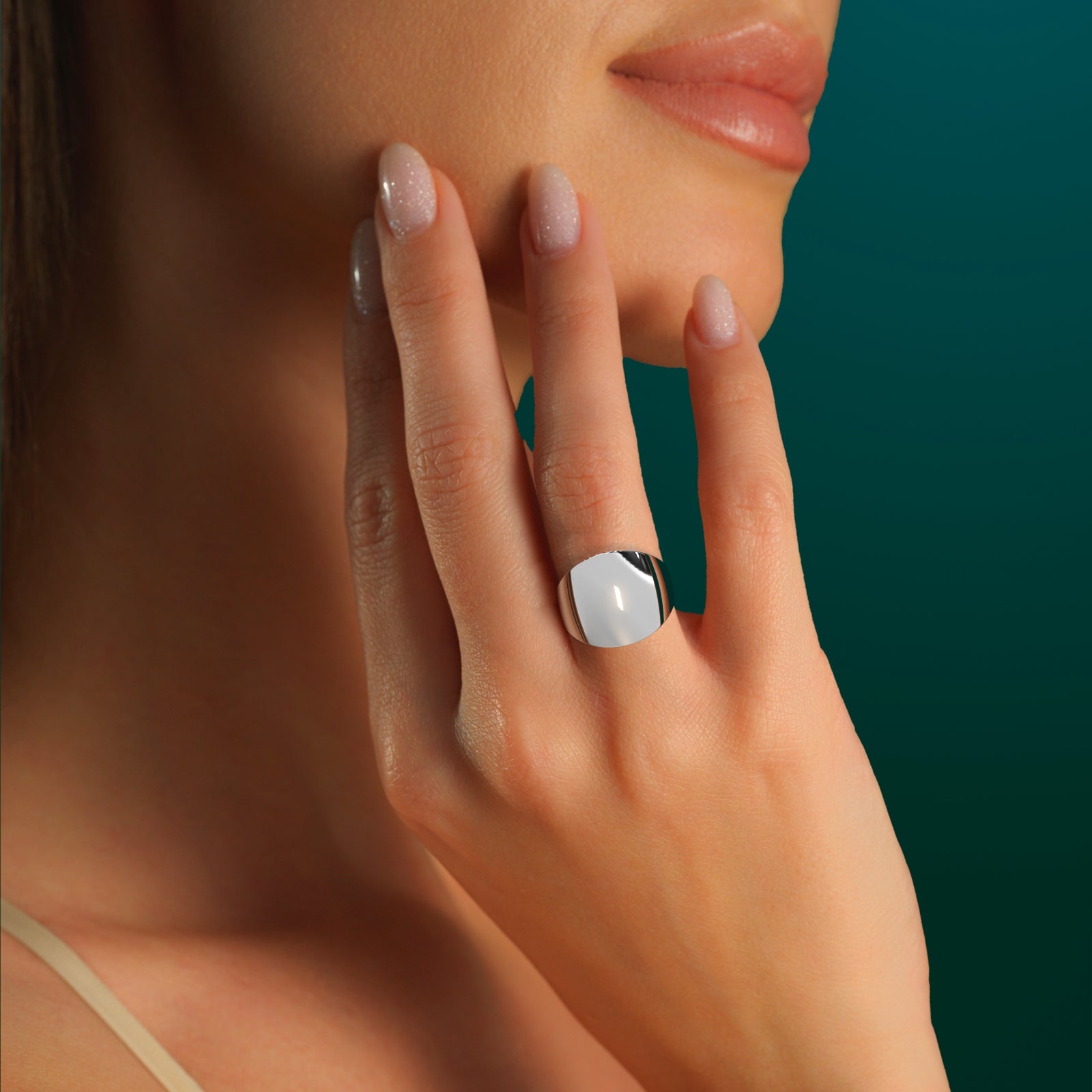 Unisex Solid Gold Chunky Dome Ring | Bold Polished Statement Band