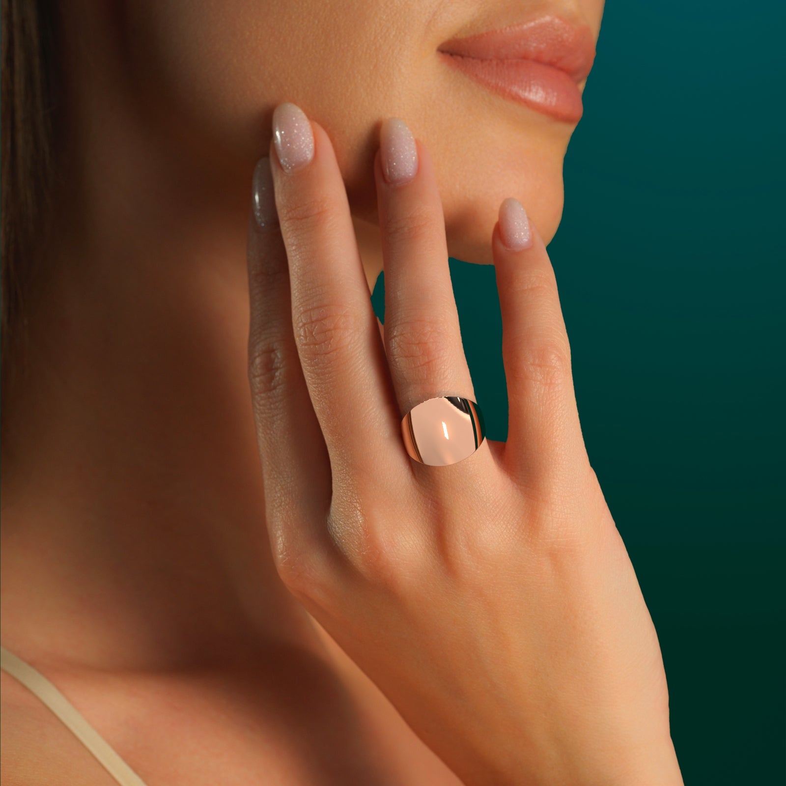 Unisex Solid Gold Chunky Dome Ring | Bold Polished Statement Band