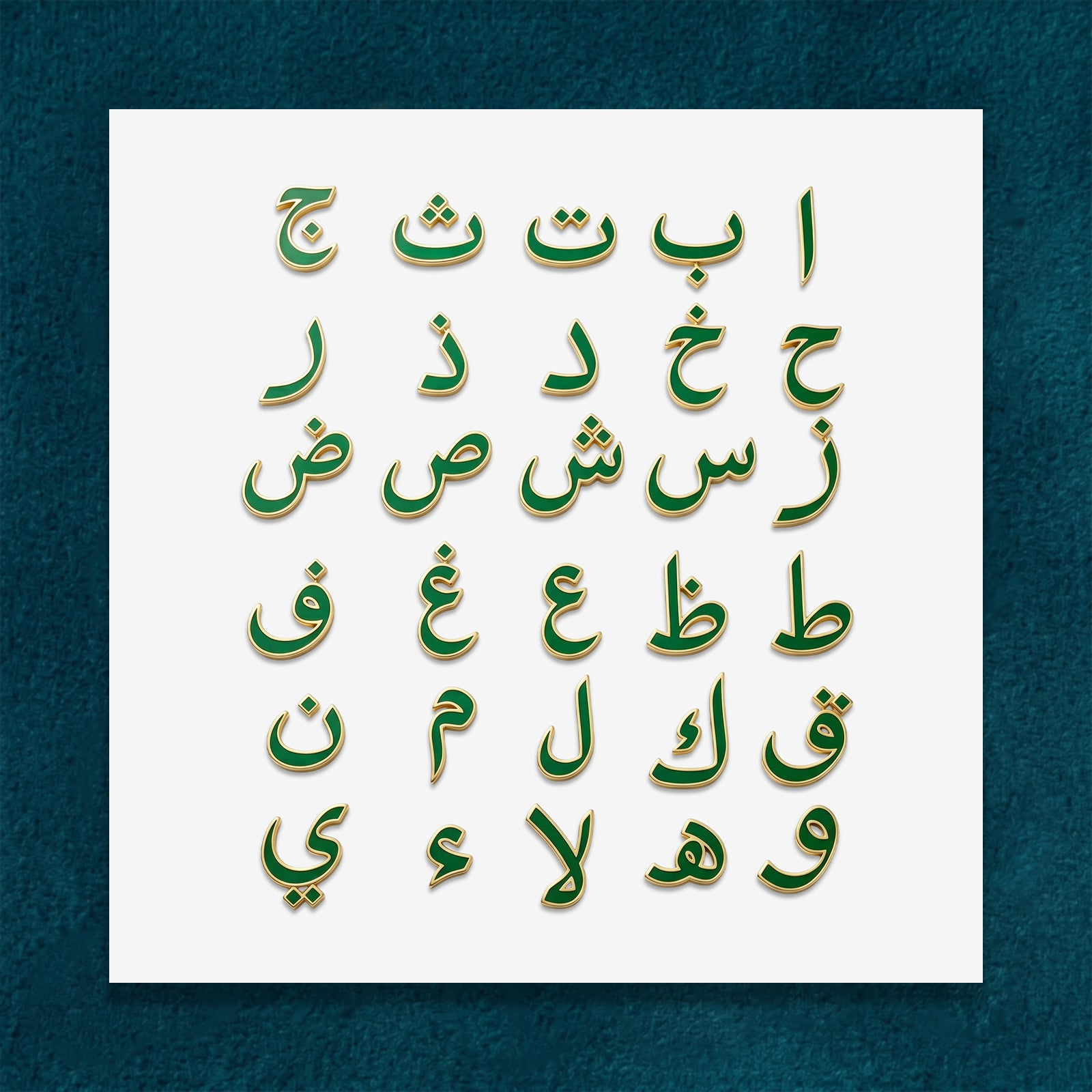 Personalized 18k Gold Arabic Letter Necklace | Custom Green Enamel Initial Pendant