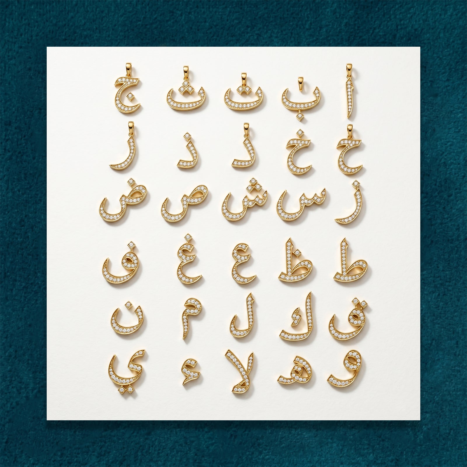 18k Solid Gold Diamond Arabic Initial Necklace | Genuine Diamond Letter Pendant for Women
