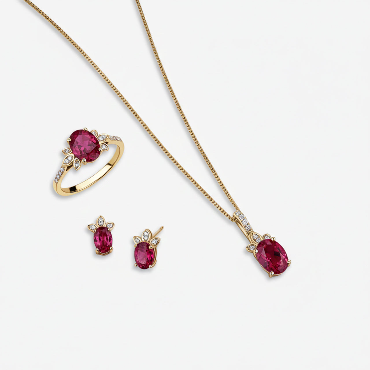 Elegant Birthstone 18K Gold Jewelry Set - Perfect Gift for Her