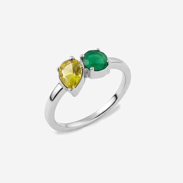 Custom Birthstone Duo Ring – Personalized in 18K Gold