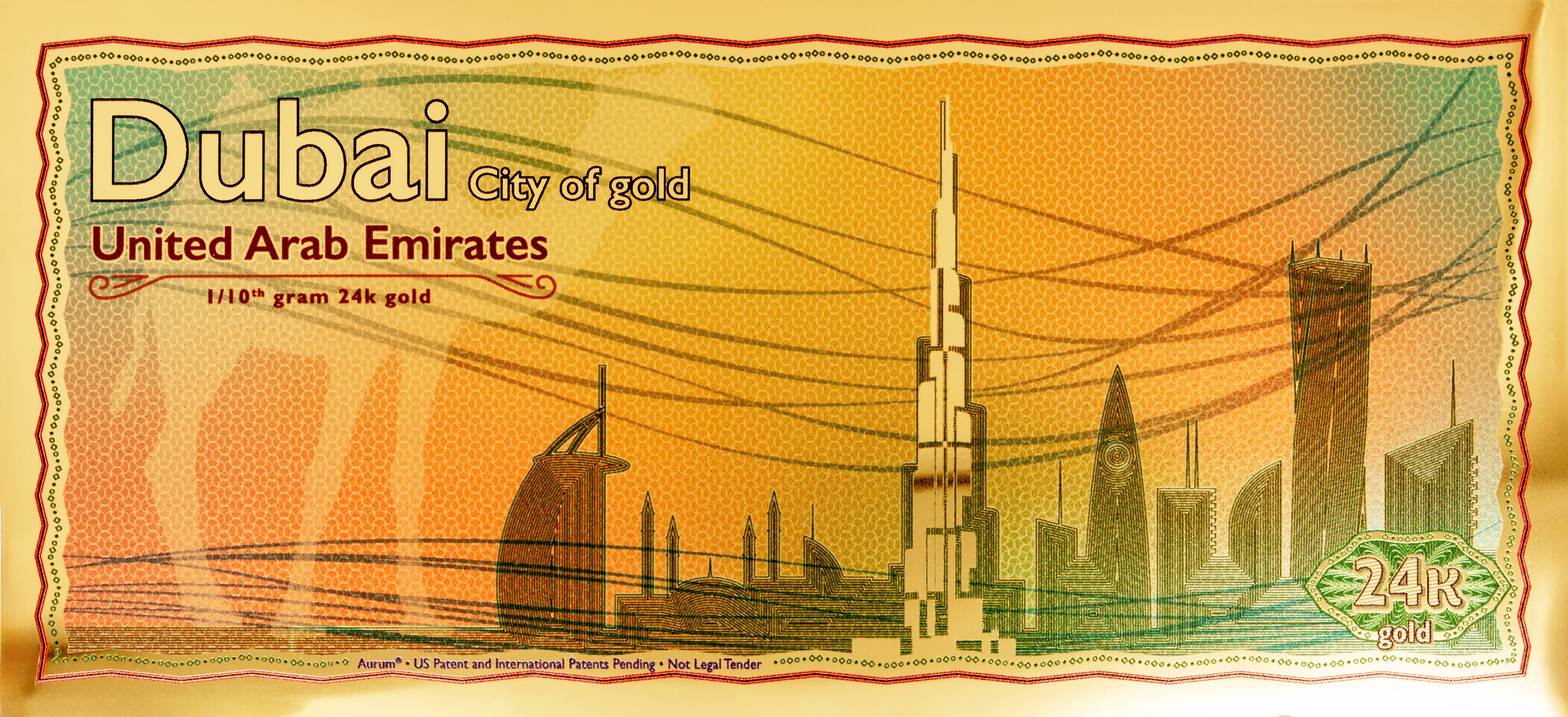 DUBAI'S FIRST GOLD NOTE SOUVENIR